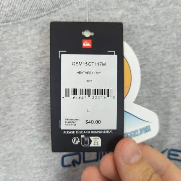 Quiksilver Mens T-Shirt Tee Mens L Heather Gray Surf Beach Graphic Short Sleeve - Picture 5 of 12